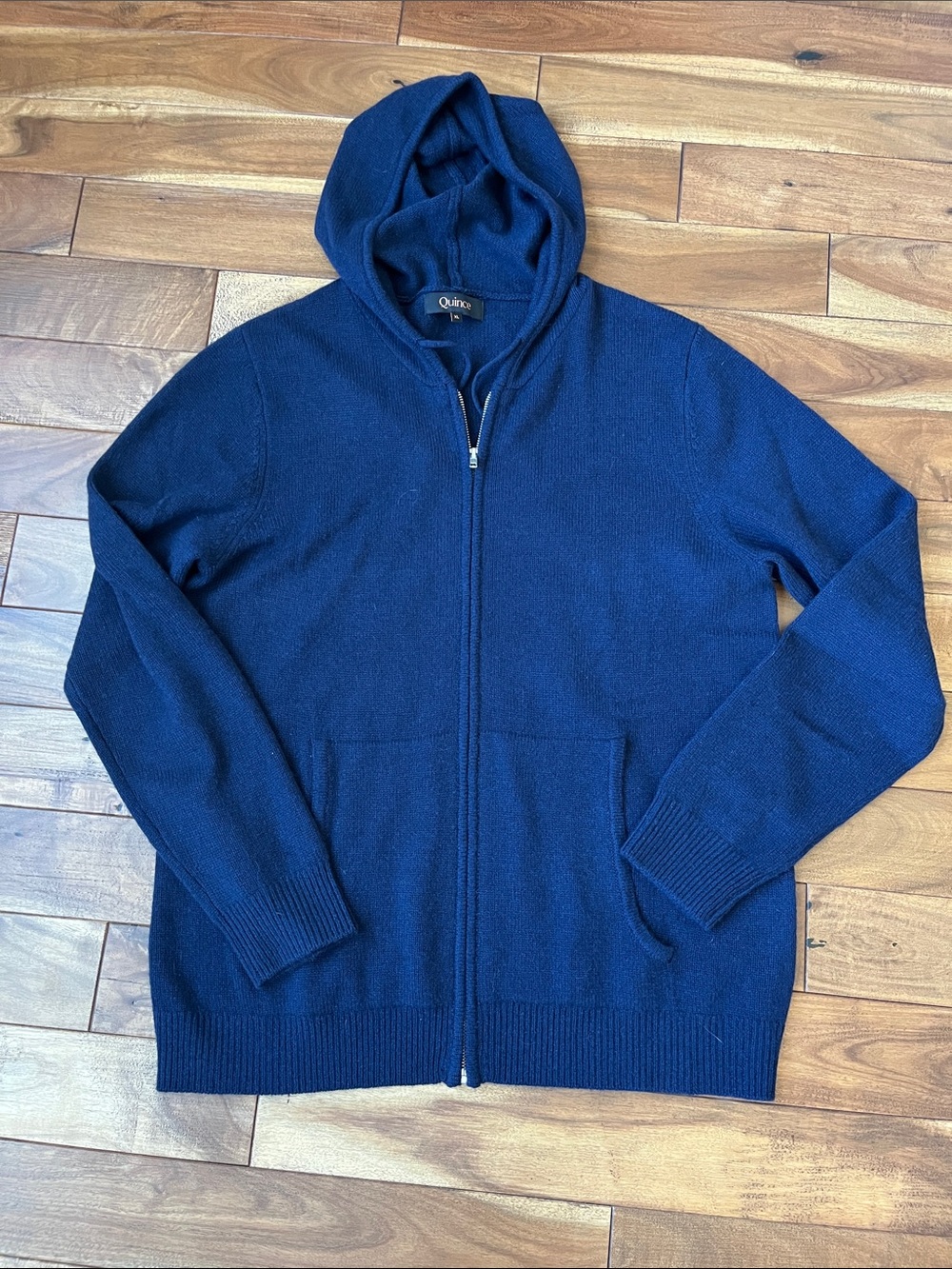 Quince Men's Dark Navy Full-Zip Hooded Sweater